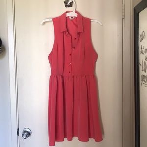Coral collared Skater Dress